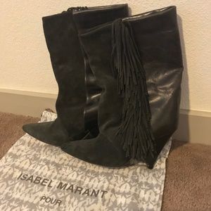 Isabel Marant Sz 38 H&M Fringe Boots w/ dust bag